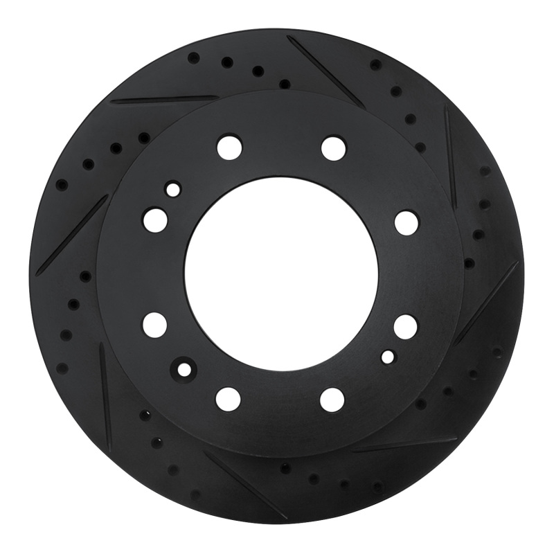 Chevrolet Silverado 3500 HD Brake Rotor (1) - Front Right - R1 Concepts - Drilled & Slotted - Black - `11-`25